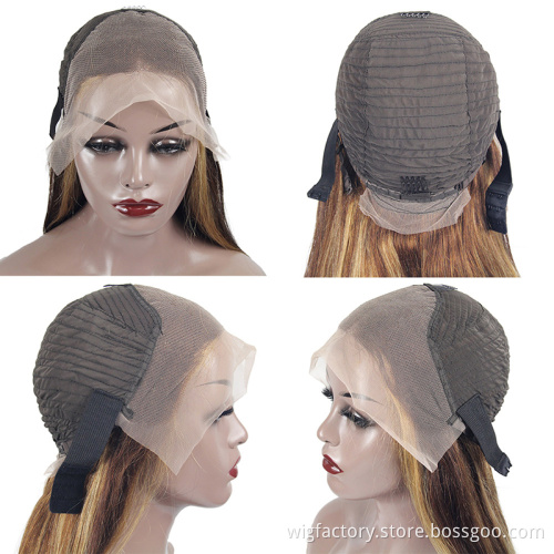 Hot selling very cheap 100 human highlight long wig, colored human hair lace wigs,13*6*1 t part human wig high light wig